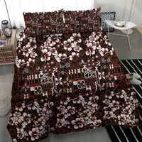Burgundy Hawaiian Tapa Tribal Hibiscus Bedding Set LT9 - Polynesian Pride