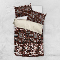 Burgundy Hawaiian Tapa Tribal Hibiscus Bedding Set LT9 US Twin 172cm x 218cm Burgundy - Polynesian Pride