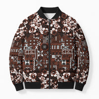 Burgundy Hawaiian Tapa Tribal Hibiscus Bomber Puffer Jacket LT9 Unisex Burgundy - Polynesian Pride