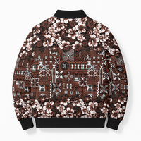 Burgundy Hawaiian Tapa Tribal Hibiscus Bomber Puffer Jacket LT9 - Polynesian Pride