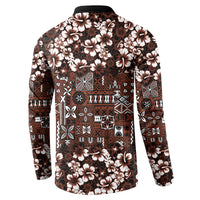 Burgundy Hawaiian Tapa Tribal Hibiscus Button Sweatshirt LT9 - Polynesian Pride
