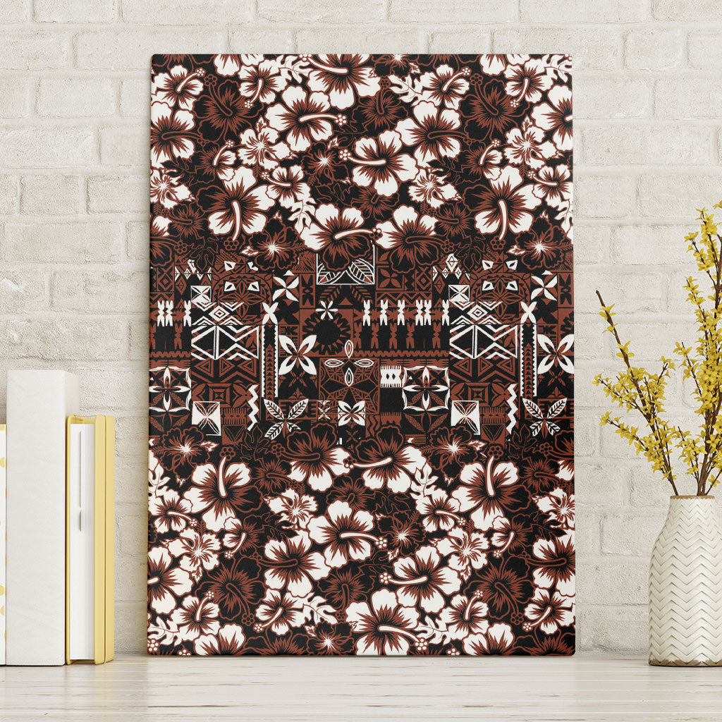Burgundy Hawaiian Tapa Tribal Hibiscus Canvas Wall Art LT9 Without Frame Burgundy - Polynesian Pride