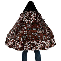Burgundy Hawaiian Tapa Tribal Hibiscus Cloak LT9 Unisex Burgundy - Polynesian Pride