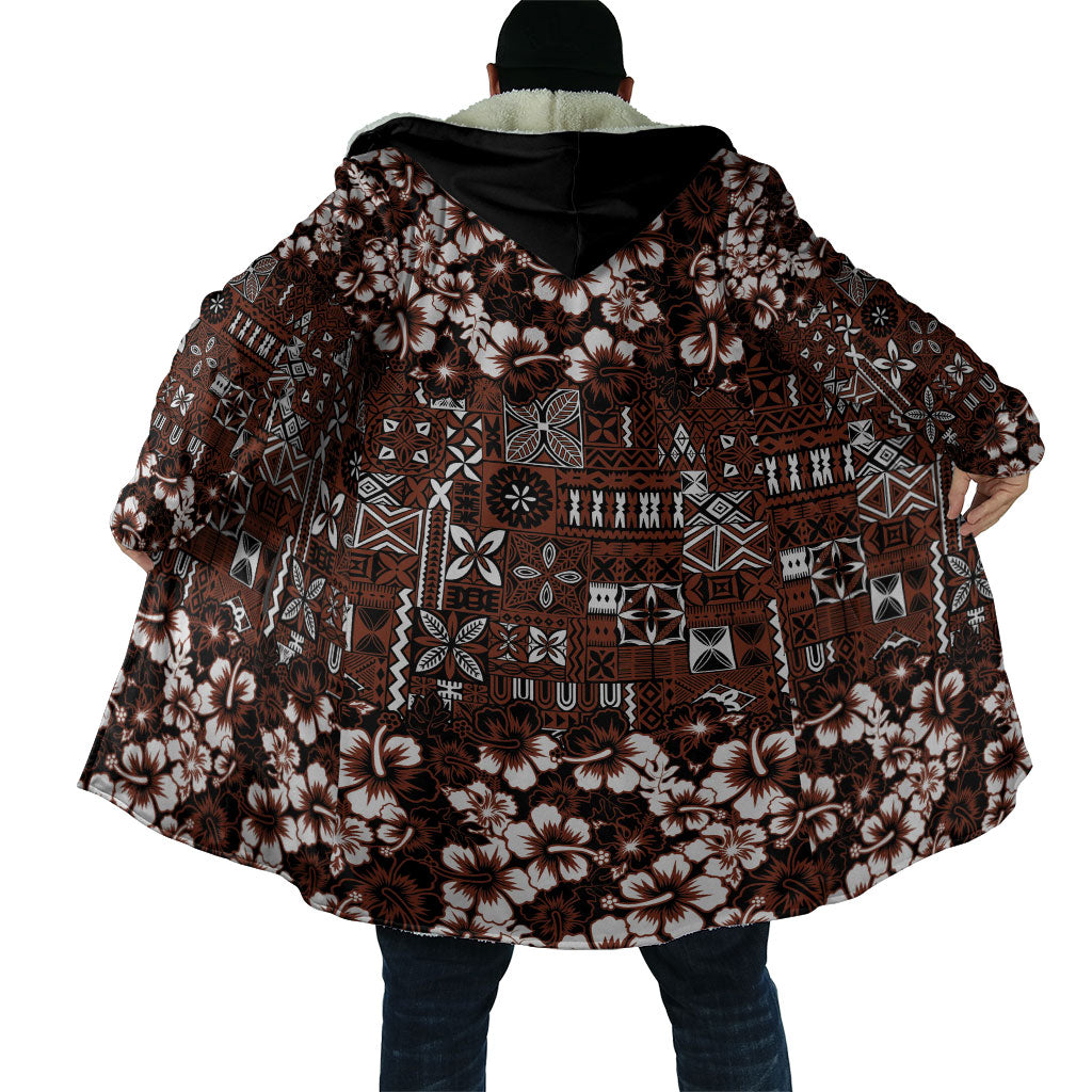Burgundy Hawaiian Tapa Tribal Hibiscus Cloak LT9 - Polynesian Pride