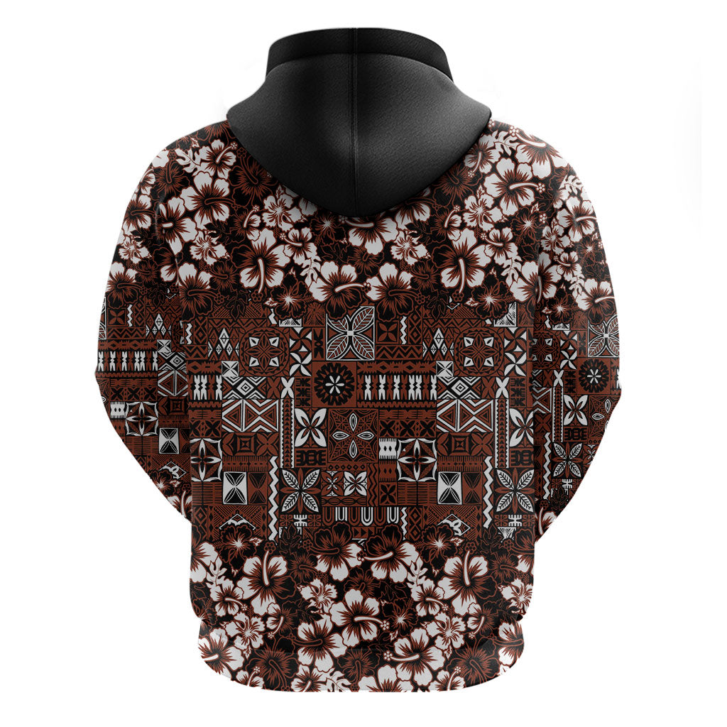 Burgundy Hawaiian Tapa Tribal Hibiscus Hoodie LT9 - Polynesian Pride
