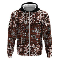 Burgundy Hawaiian Tapa Tribal Hibiscus Hoodie LT9 Zip Hoodie Burgundy - Polynesian Pride