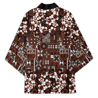 Burgundy Hawaiian Tapa Tribal Hibiscus Kimono LT9 - Polynesian Pride