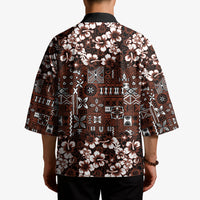 Burgundy Hawaiian Tapa Tribal Hibiscus Kimono LT9 - Polynesian Pride