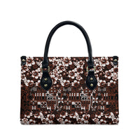Burgundy Hawaiian Tapa Tribal Hibiscus Leather Bag LT9 - Polynesian Pride