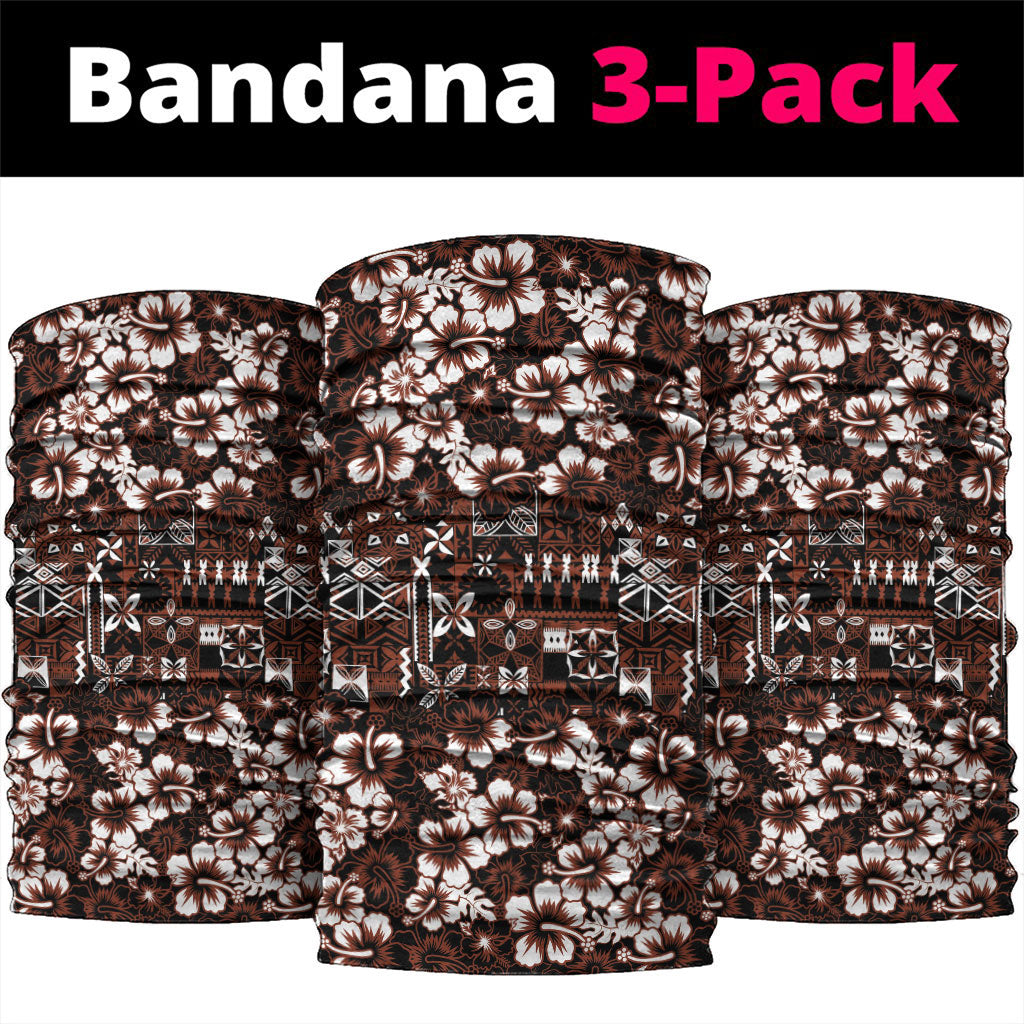 Burgundy Hawaiian Tapa Tribal Hibiscus Neck Gaiter LT9 package One Size: 25*50cm Burgundy - Polynesian Pride