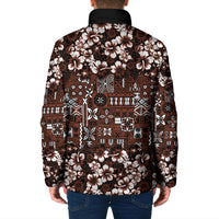 Burgundy Hawaiian Tapa Tribal Hibiscus Padded Jacket LT9 - Polynesian Pride