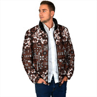Burgundy Hawaiian Tapa Tribal Hibiscus Padded Jacket LT9 - Polynesian Pride