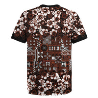Burgundy Hawaiian Tapa Tribal Hibiscus Rugby Jersey LT9 - Polynesian Pride