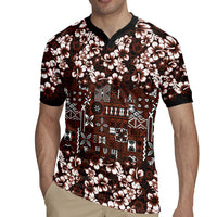 Burgundy Hawaiian Tapa Tribal Hibiscus Rugby Jersey LT9 - Polynesian Pride