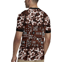 Burgundy Hawaiian Tapa Tribal Hibiscus Rugby Jersey LT9 - Polynesian Pride