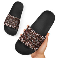 Burgundy Hawaiian Tapa Tribal Hibiscus Slide Sandals LT9 - Polynesian Pride