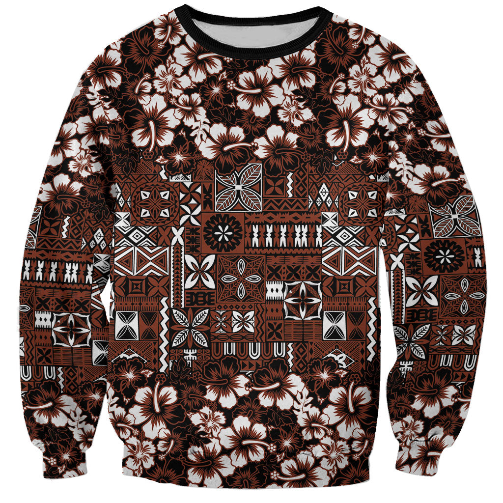 Burgundy Hawaiian Tapa Tribal Hibiscus Sweatshirt LT9 Unisex Burgundy - Polynesian Pride
