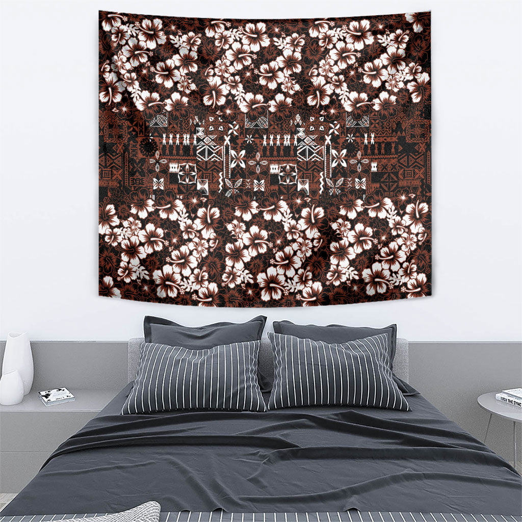 Burgundy Hawaiian Tapa Tribal Hibiscus Tapestry LT9 - Polynesian Pride