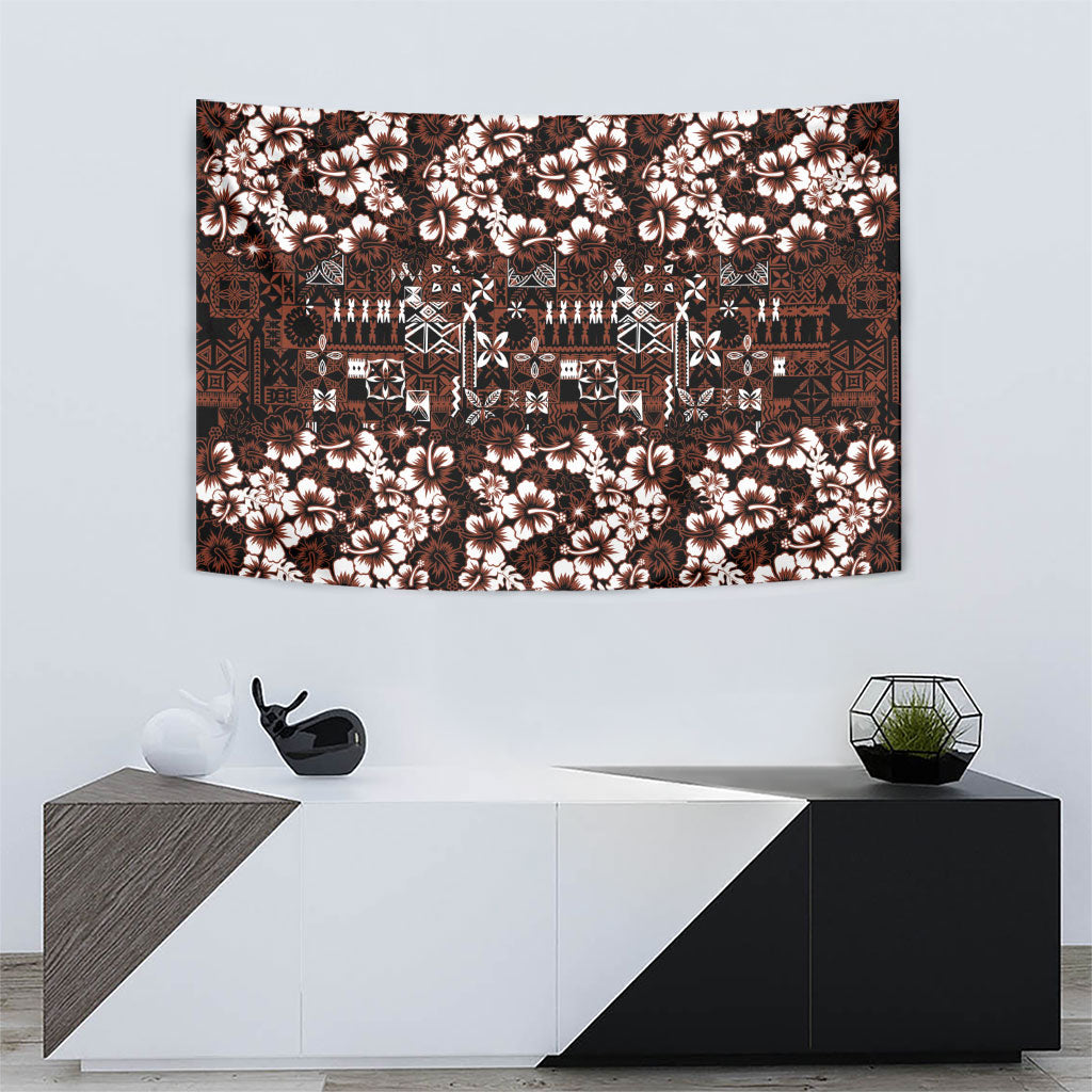 Burgundy Hawaiian Tapa Tribal Hibiscus Tapestry LT9 - Polynesian Pride