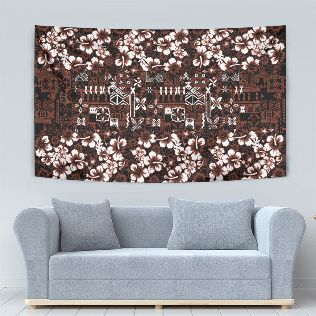 Burgundy Hawaiian Tapa Tribal Hibiscus Tapestry LT9 - Polynesian Pride