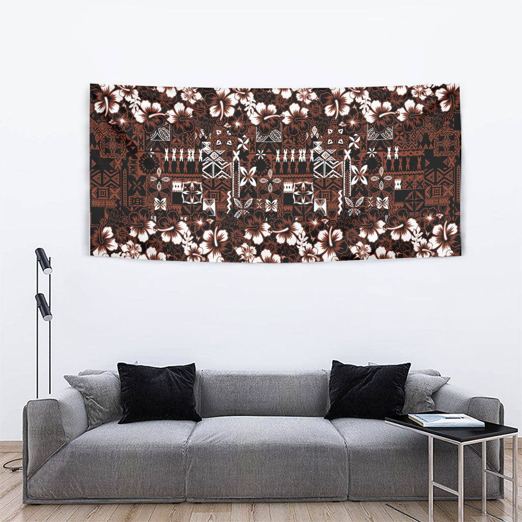 Burgundy Hawaiian Tapa Tribal Hibiscus Tapestry LT9 - Polynesian Pride