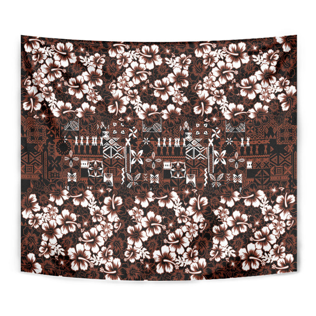 Burgundy Hawaiian Tapa Tribal Hibiscus Tapestry LT9 - Polynesian Pride