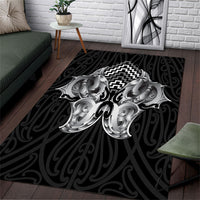 Aotearoa Kowhaiwhai Poutama Black Motif Area Rug LT9 Black - Polynesian Pride