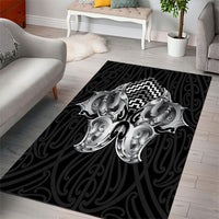 Aotearoa Kowhaiwhai Poutama Black Motif Area Rug LT9 - Polynesian Pride