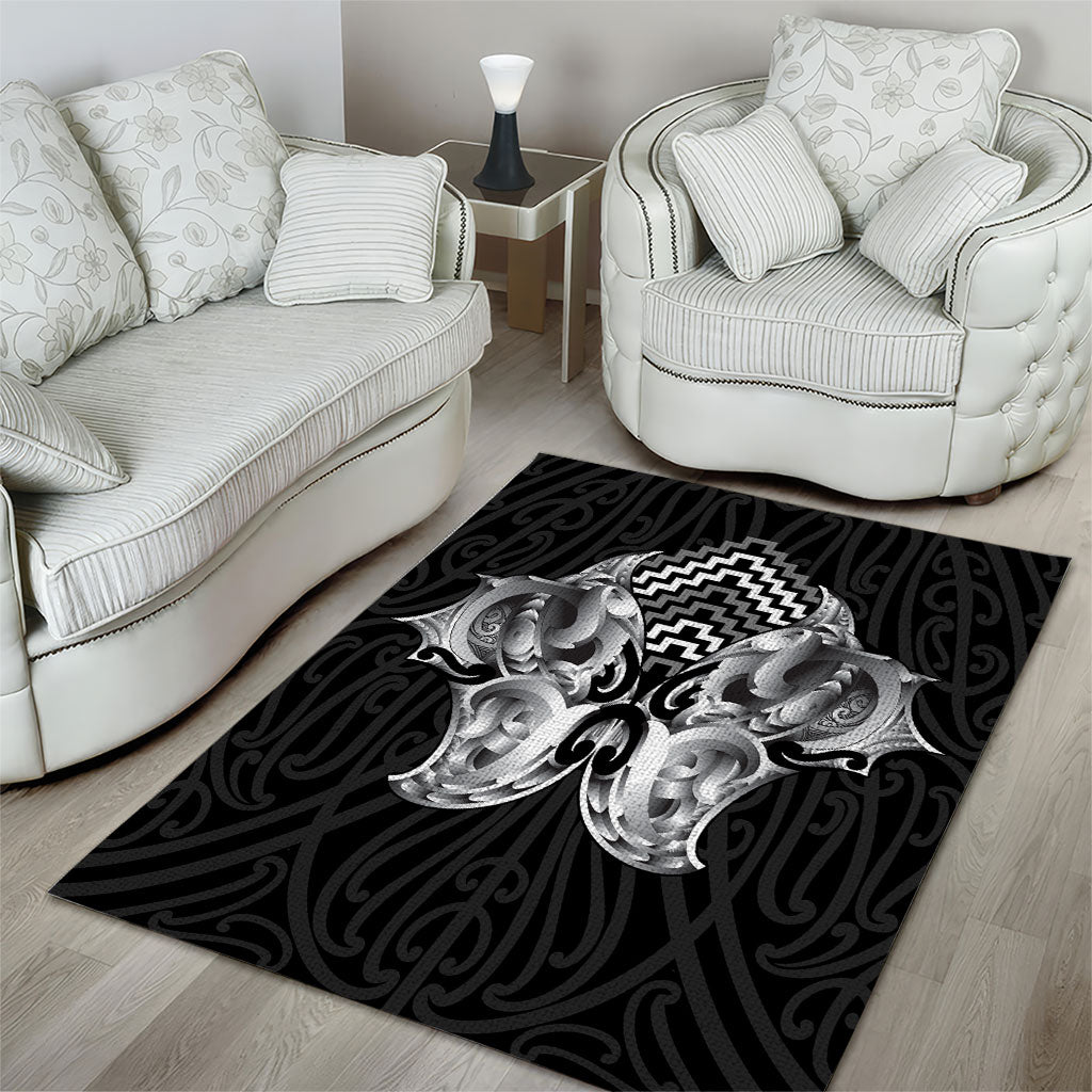 Aotearoa Kowhaiwhai Poutama Black Motif Area Rug LT9 - Polynesian Pride