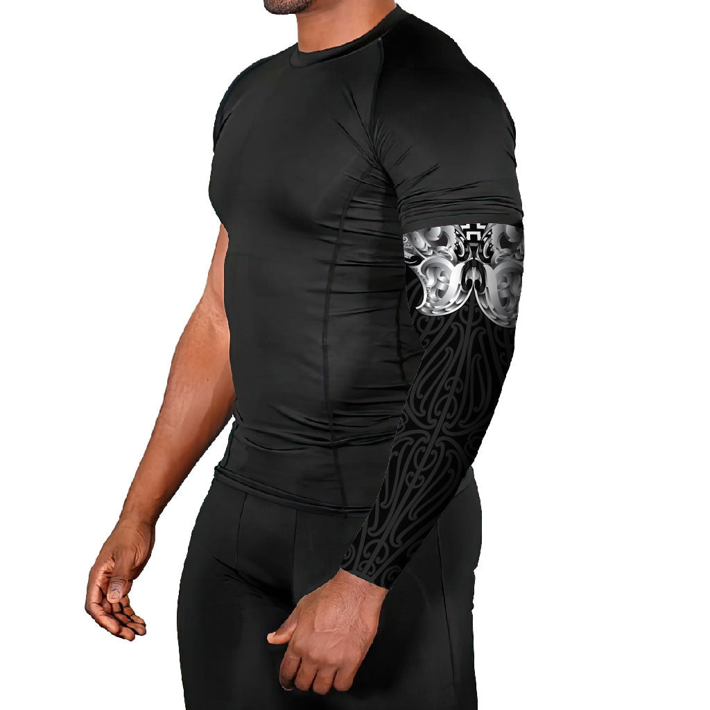 Aotearoa Kowhaiwhai Poutama Black Motif Arm Sleeves LT9 - Polynesian Pride