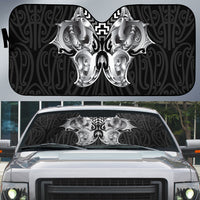 Aotearoa Kowhaiwhai Poutama Black Motif Auto Sun Shade LT9 Black - Polynesian Pride