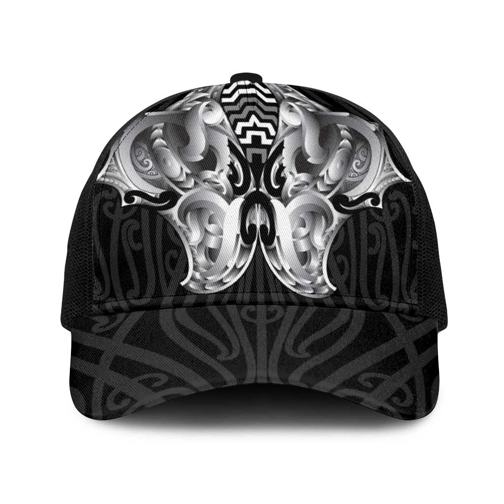 Aotearoa Kowhaiwhai Poutama Black Motif Baseball Net Cap