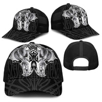 Aotearoa Kowhaiwhai Poutama Black Motif Baseball Net Cap