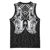 Aotearoa Kowhaiwhai Poutama Black Motif Basketball Jersey LT9 - Polynesian Pride