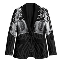Aotearoa Kowhaiwhai Poutama Black Motif Blazer LT9 Unisex Black - Polynesian Pride