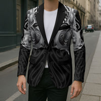 Aotearoa Kowhaiwhai Poutama Black Motif Blazer LT9 - Polynesian Pride