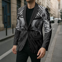 Aotearoa Kowhaiwhai Poutama Black Motif Blazer LT9 - Polynesian Pride