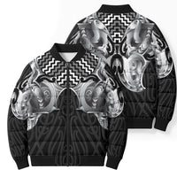 Aotearoa Kowhaiwhai Poutama Black Motif Bomber Puffer Jacket LT9 - Polynesian Pride