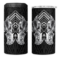 Aotearoa Kowhaiwhai Poutama Black Motif 4 in 1 Can Cooler Tumbler LT9 One Size: 16 oz Black - Polynesian Pride