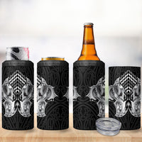 Aotearoa Kowhaiwhai Poutama Black Motif 4 in 1 Can Cooler Tumbler LT9 - Polynesian Pride