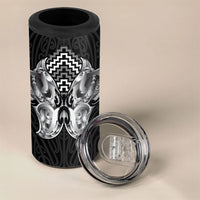 Aotearoa Kowhaiwhai Poutama Black Motif 4 in 1 Can Cooler Tumbler LT9 - Polynesian Pride