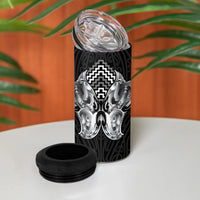 Aotearoa Kowhaiwhai Poutama Black Motif 4 in 1 Can Cooler Tumbler LT9 - Polynesian Pride