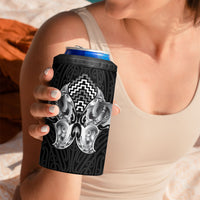 Aotearoa Kowhaiwhai Poutama Black Motif 4 in 1 Can Cooler Tumbler LT9 - Polynesian Pride