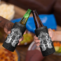 Aotearoa Kowhaiwhai Poutama Black Motif 4 in 1 Can Cooler Tumbler LT9 - Polynesian Pride