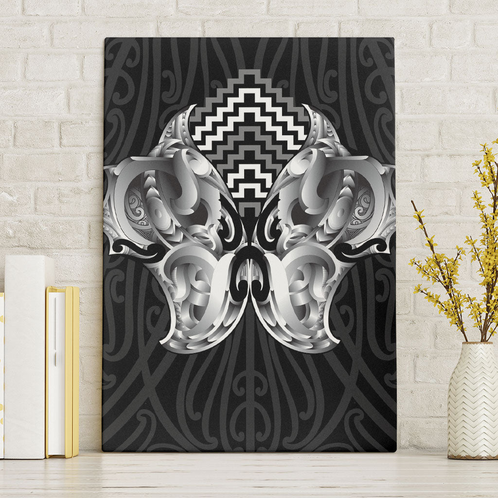 Aotearoa Kowhaiwhai Poutama Black Motif Canvas Wall Art LT9 Without Frame Black - Polynesian Pride