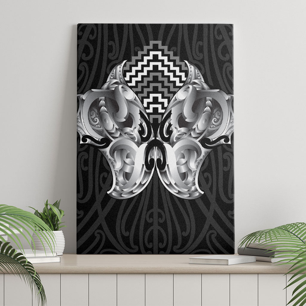 Aotearoa Kowhaiwhai Poutama Black Motif Canvas Wall Art LT9 - Polynesian Pride