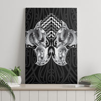 Aotearoa Kowhaiwhai Poutama Black Motif Canvas Wall Art LT9 - Polynesian Pride