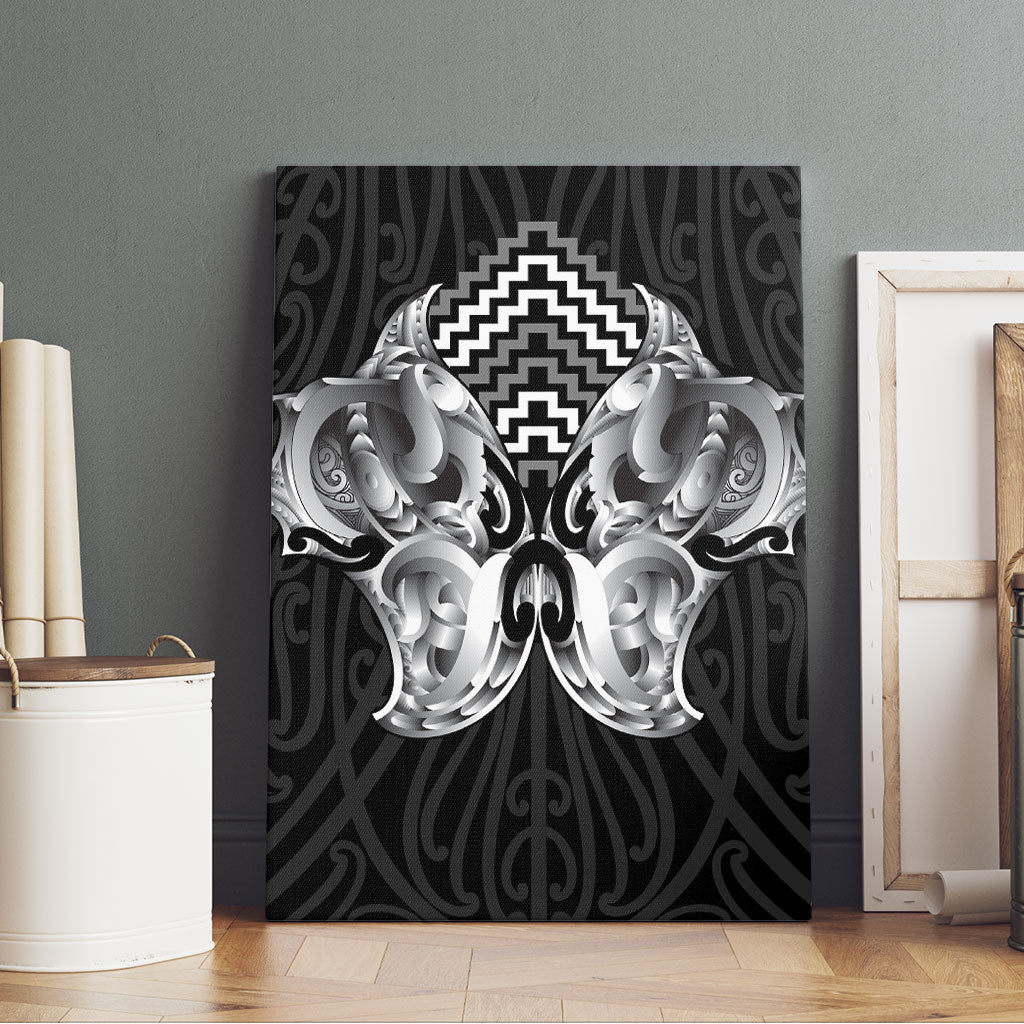 Aotearoa Kowhaiwhai Poutama Black Motif Canvas Wall Art LT9 - Polynesian Pride