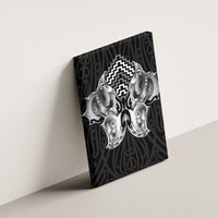 Aotearoa Kowhaiwhai Poutama Black Motif Canvas Wall Art LT9 - Polynesian Pride