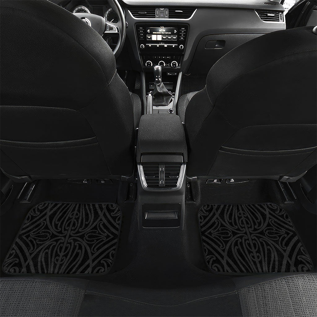 Aotearoa Kowhaiwhai Poutama Black Motif Car Mats LT9 Set 2pcs - Back Black - Polynesian Pride